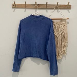 Aerie Washed Blue Color Mock Neck Top